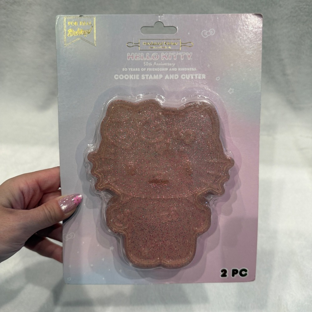 Hello Kitty 50th Anniversary Cookie Stamp and‎ Cutter Handstand Kitchen Pink New